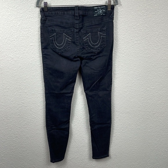True Religion Halle Mid Rise Super Skinny Jeans Black Wash Horseshoe Stitch 29 - Picture 5 of 13
